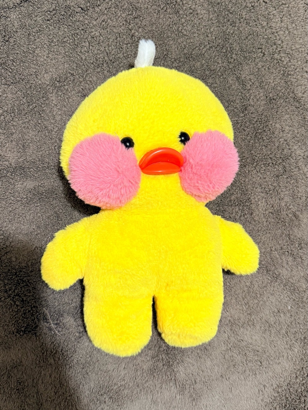 Yellow Plush Bird Pet Toy with Pink Cheeks